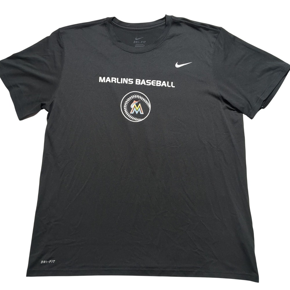 Nike Dri-FIT Miami Marlins Baseball - Mens 2XL Black Find A Way T-Shirt EUC